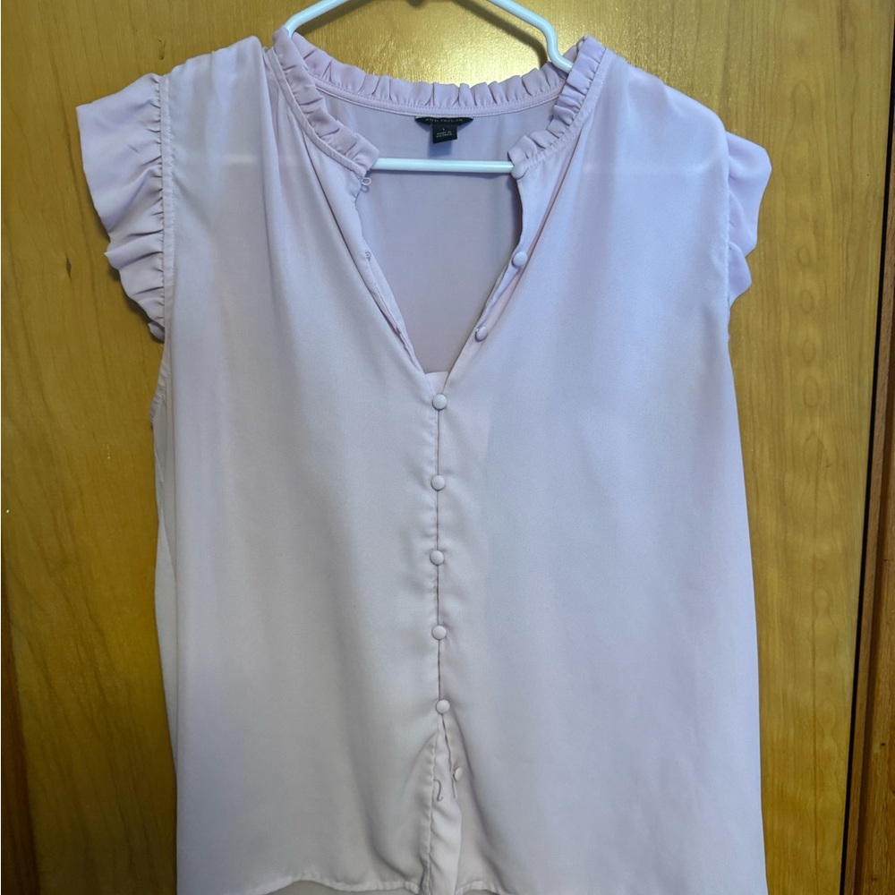 Ann Taylor Light Pink Ruffled Blouse